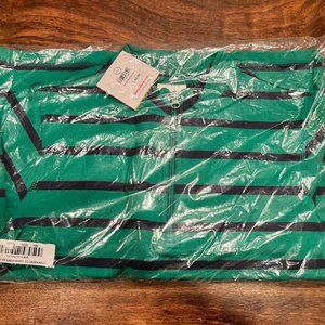 Hanna Andersson Green and blue striped sweatshirt/rugby with zipper